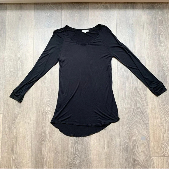 Aritzia Wilfred Free Baume Top 3/4 length sleeve baseball hem Black Size XS - Picture 5 of 9